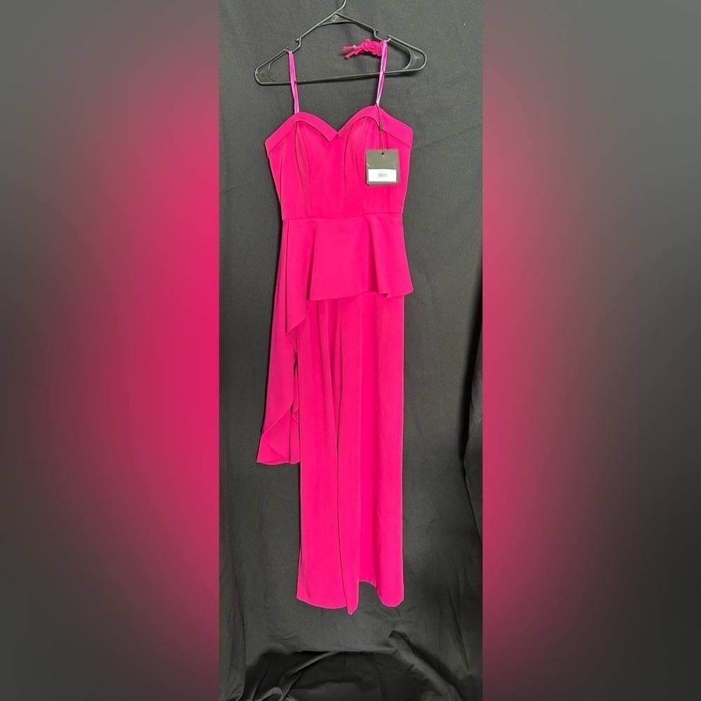 Mac Duggal 49878 NWT Vibrant Pink Strapless Jumpsuit -straps included